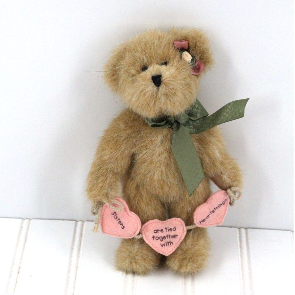 Boyds Bears Sisters Heart Banner Poseable Teddy Bear